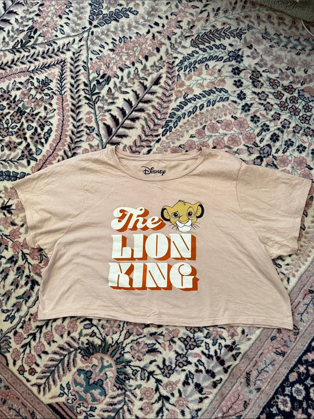 Disney The Lion King Crop Sand Color Graphic Tee with Simba